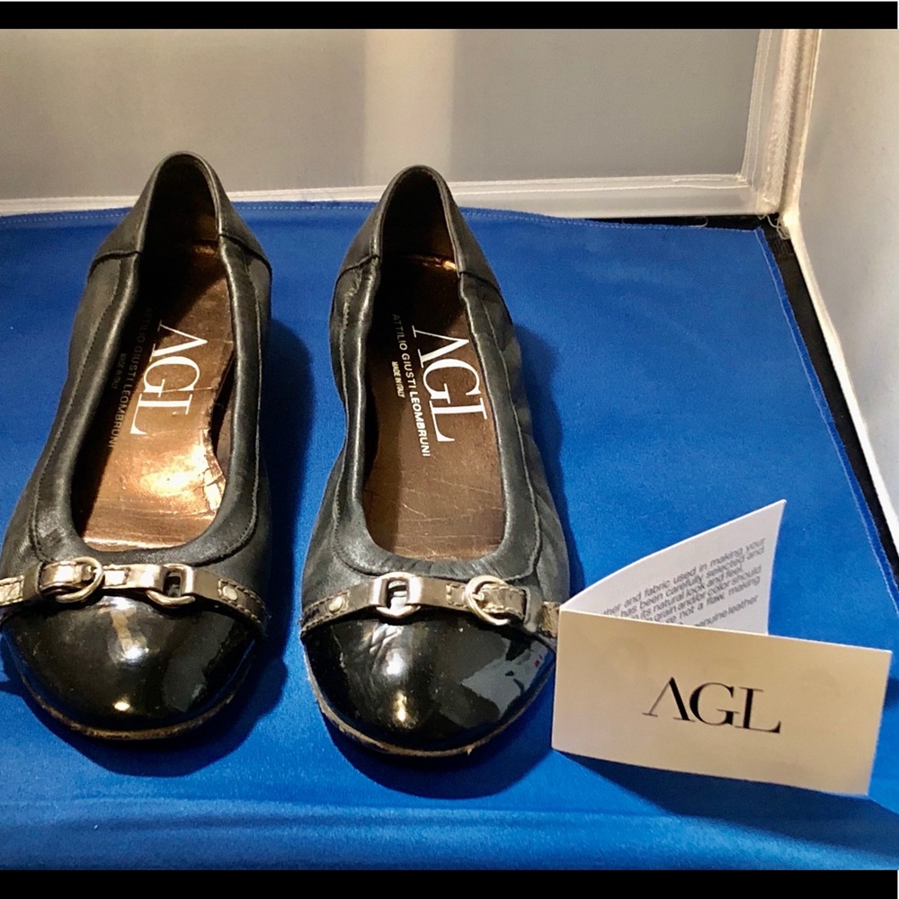 AGL - Black Leather Ballet Flats - Size 40 (9-10)